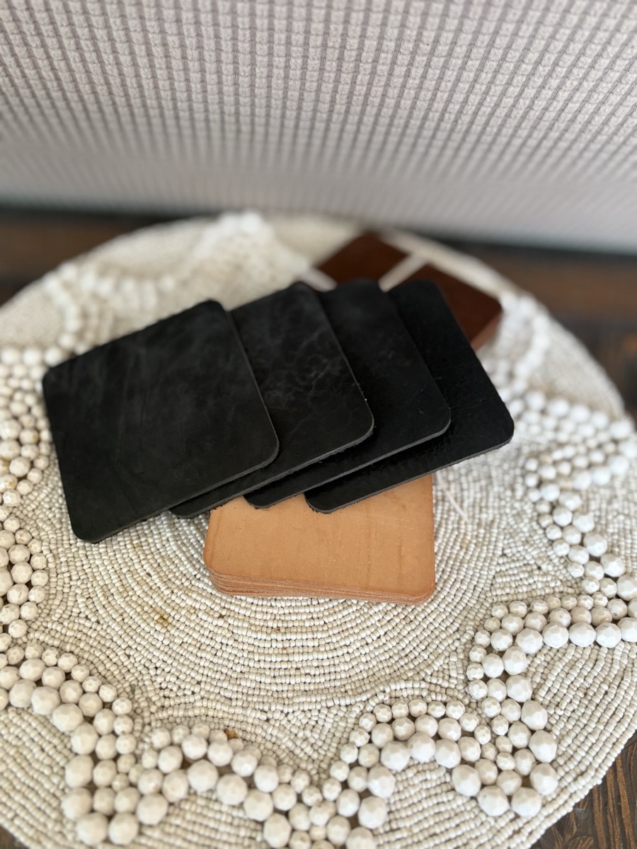 Hand painted leather coasters NYC